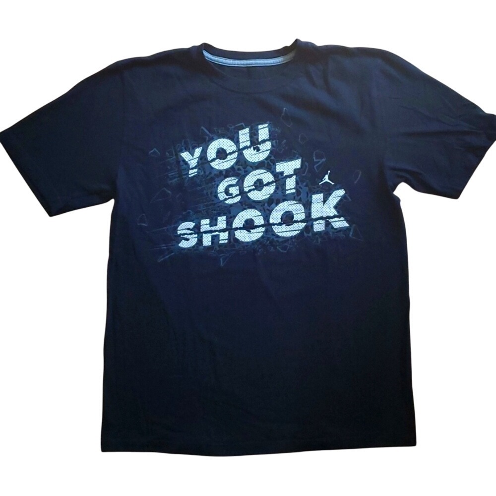 Jordan Mens Black Short Sleeve Cotton YOU GOT SHOOK Shirt Size Medium